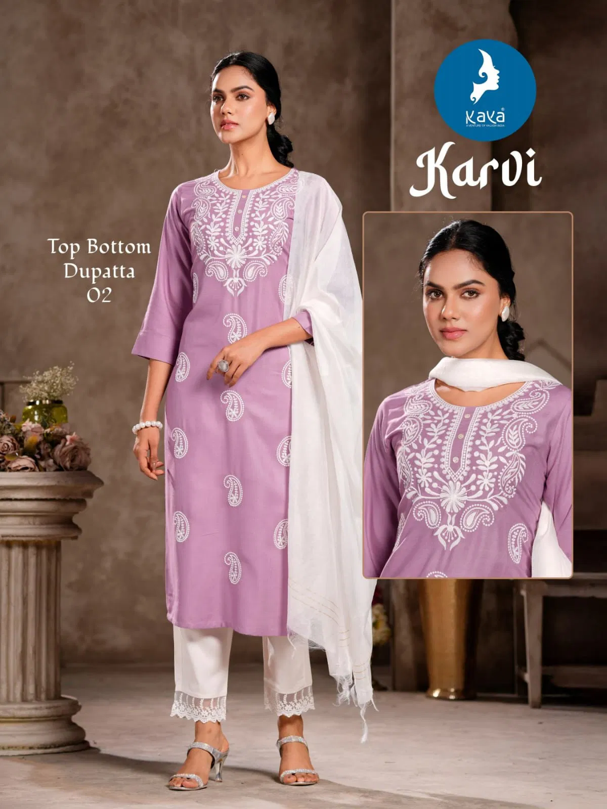 Karvi By Kaya Rayon Wholesale Kurti With Bottom Dupatta Suppliers In Mumbai